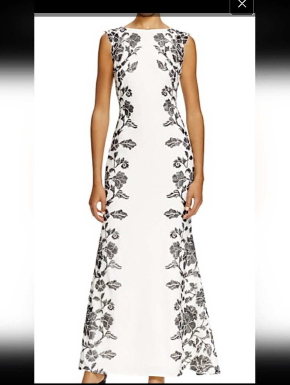 Tadashi Shoji Black and White Floral Maxi Dress Size 12